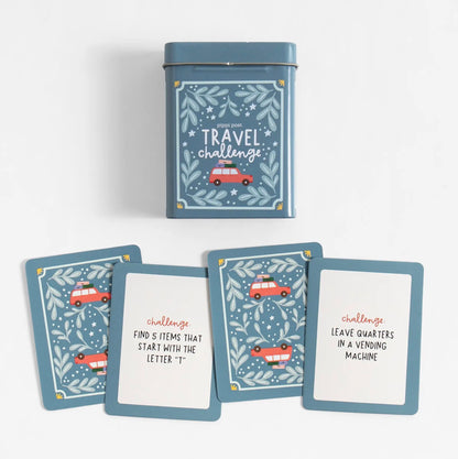 Travel Challenge Game- Deck of Cards + Storage Tin