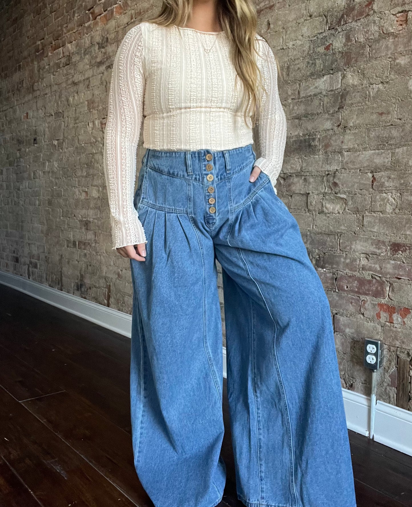 Flare Button Jeans