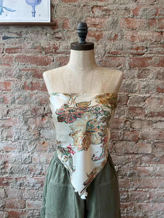 Paisley Satin Tube Top