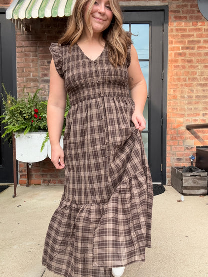 V-Neck Button Down Dress