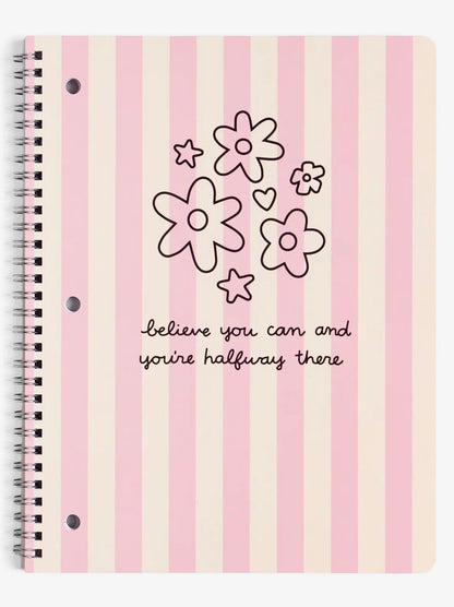 Bloom and Believe Floral Stripes Spiral Notebook