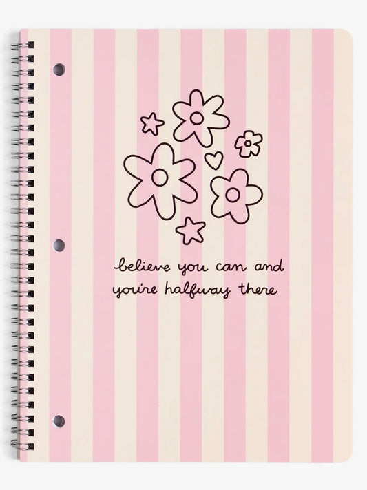 Bloom and Believe Floral Stripes Spiral Notebook