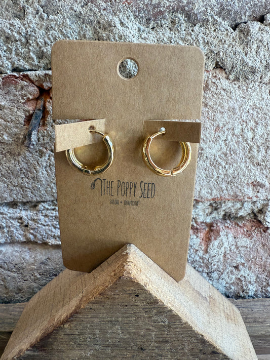 Gold Hammered Hoops