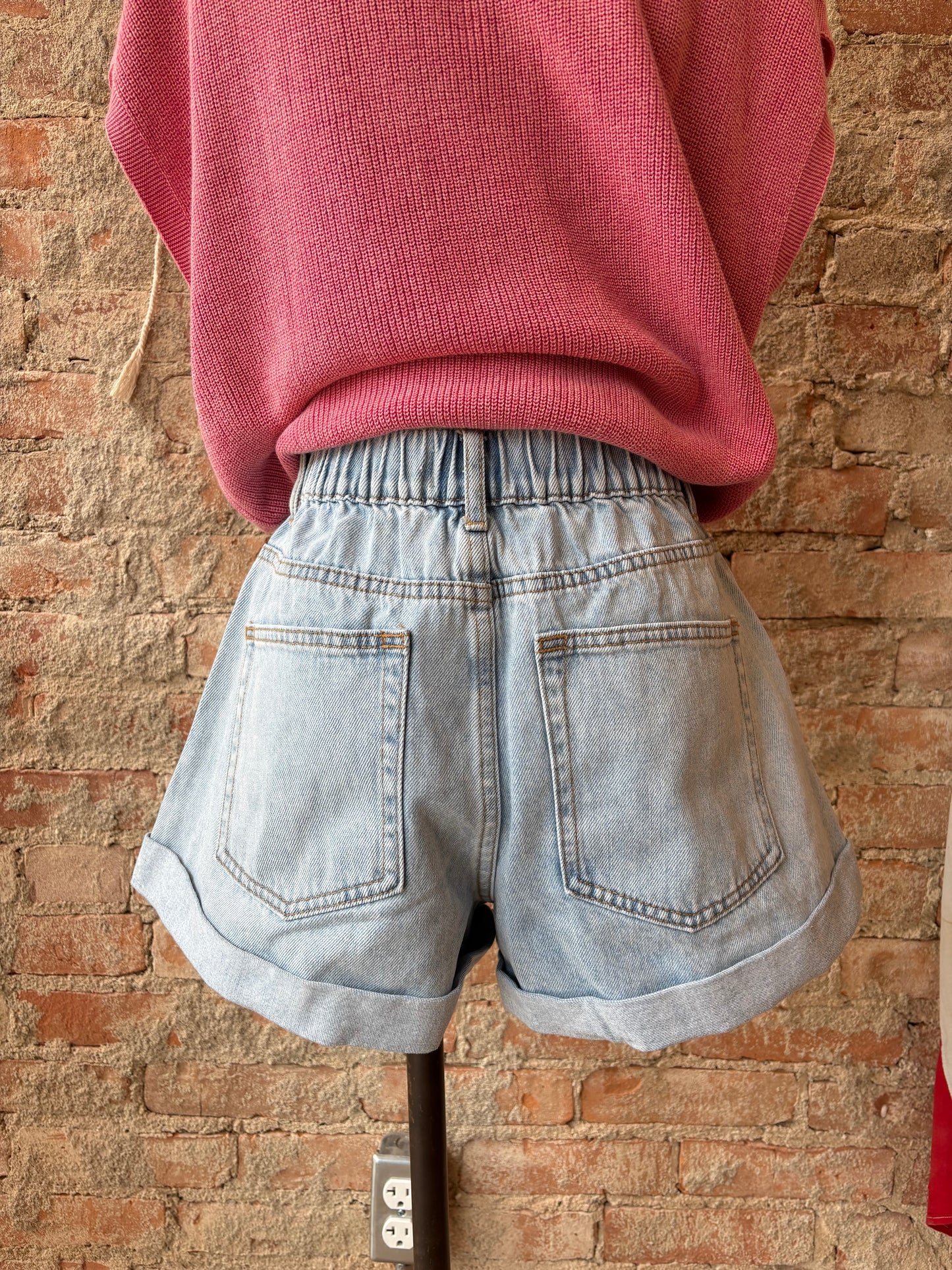 Cuffed Denim Shorts