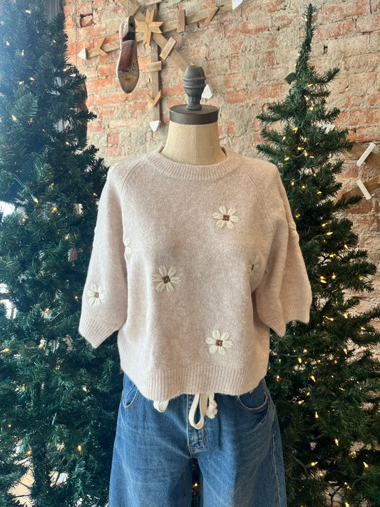 Embroidered Flowers Top