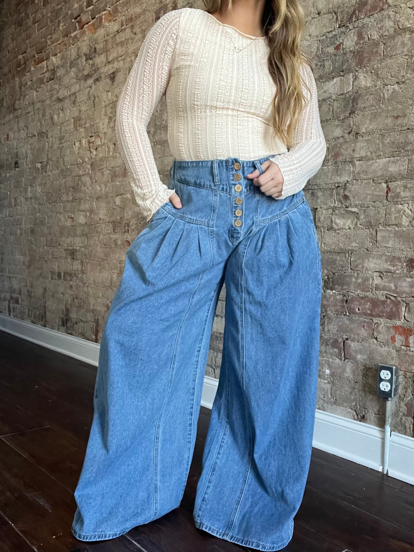 Flare Button Jeans