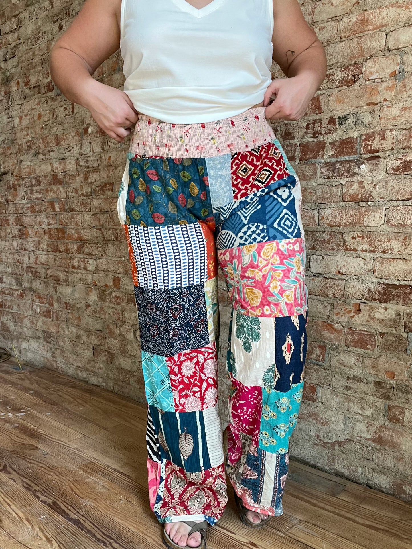 Patchwork Cotton Pants
