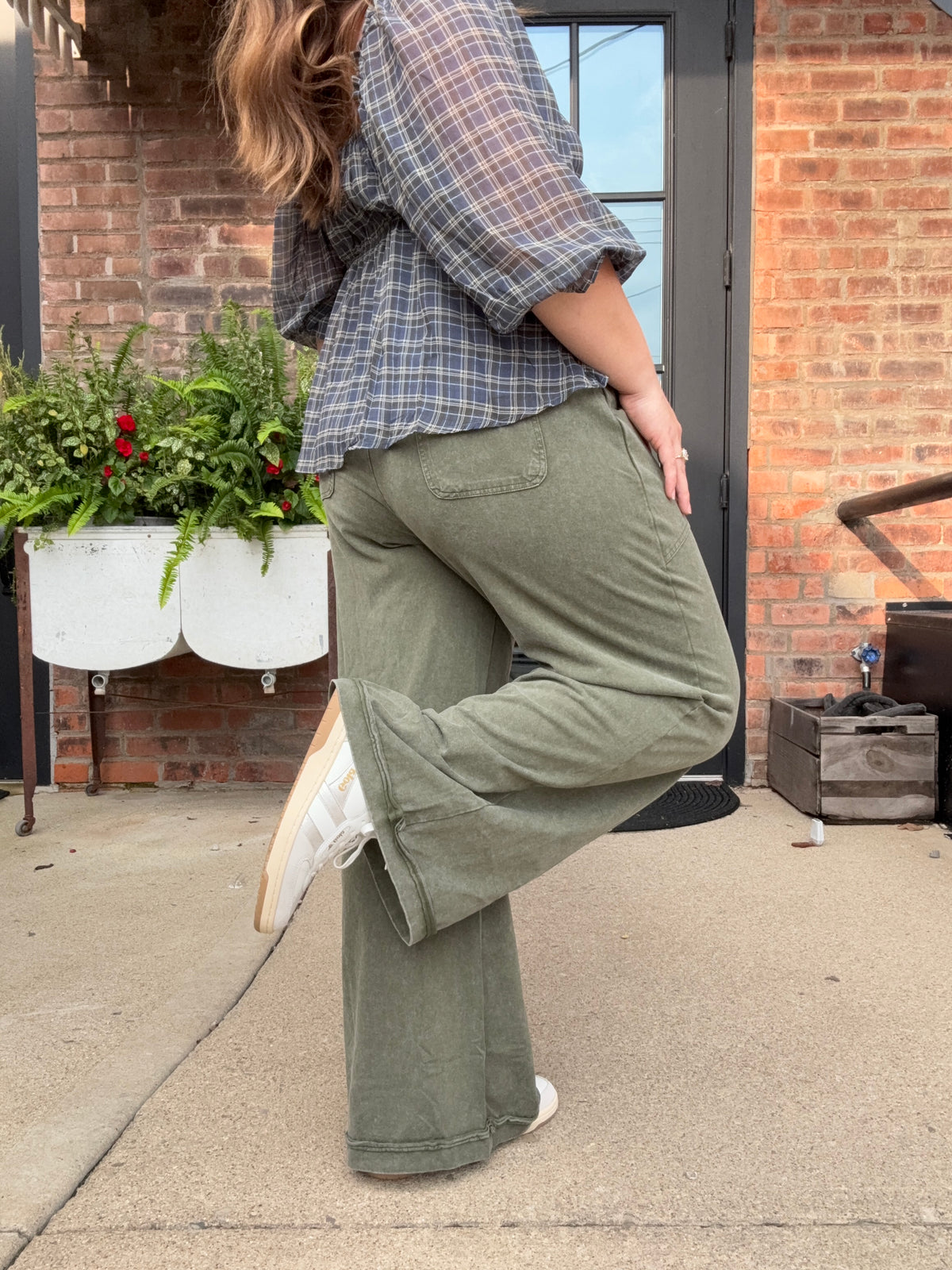 Mineral Wash Flare Pants