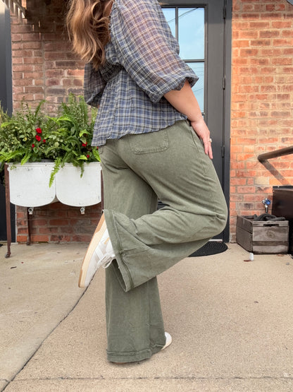 Mineral Wash Flare Pants