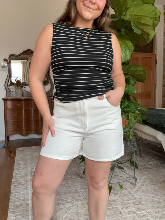 White Denim Shorts