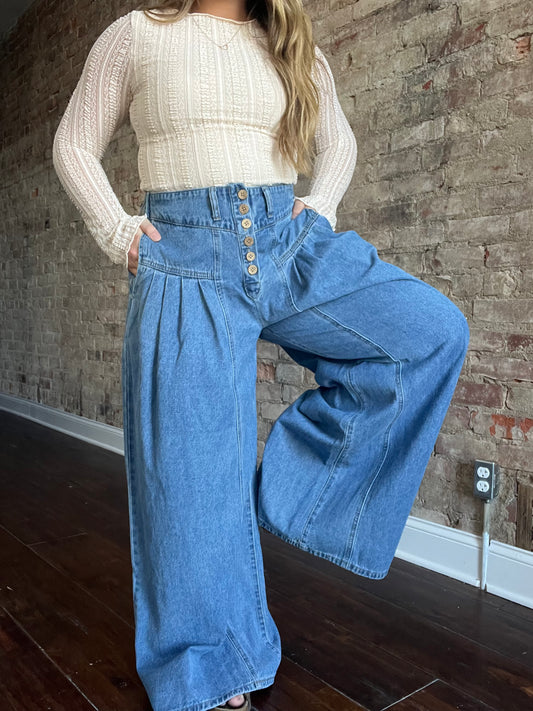 Flare Button Jeans