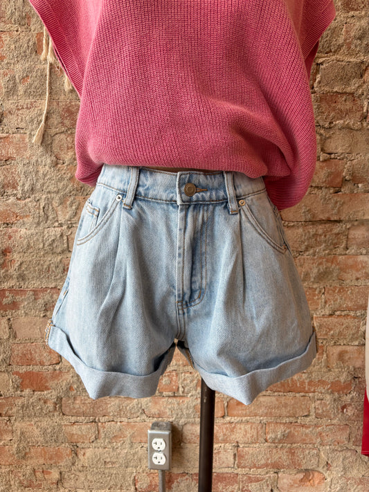 Cuffed Denim Shorts