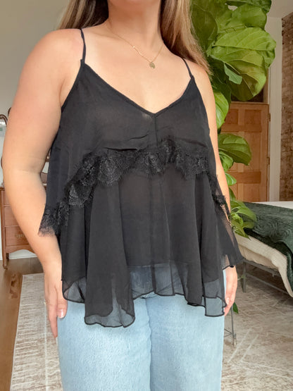 Lace Trimmed V-Neck