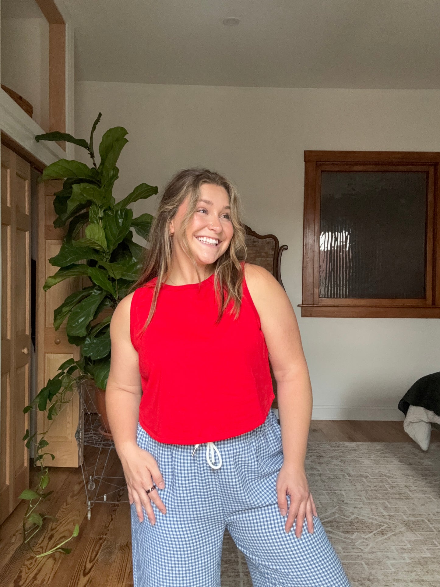 Red Sleeveless Knit Top