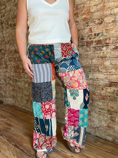 Patchwork Cotton Pants