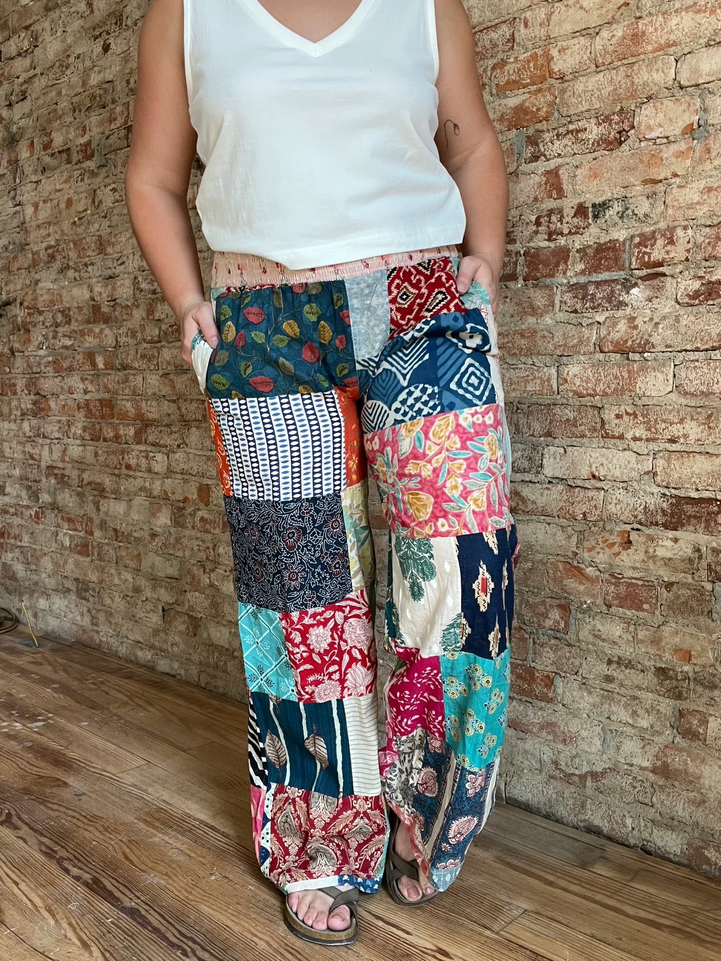 Patchwork Cotton Pants