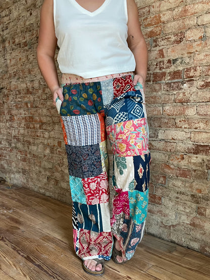 Patchwork Cotton Pants