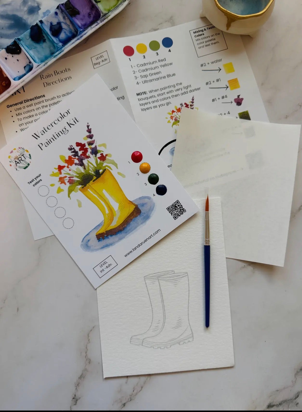 Rainboot Flower Bouquet Watercolor Kit