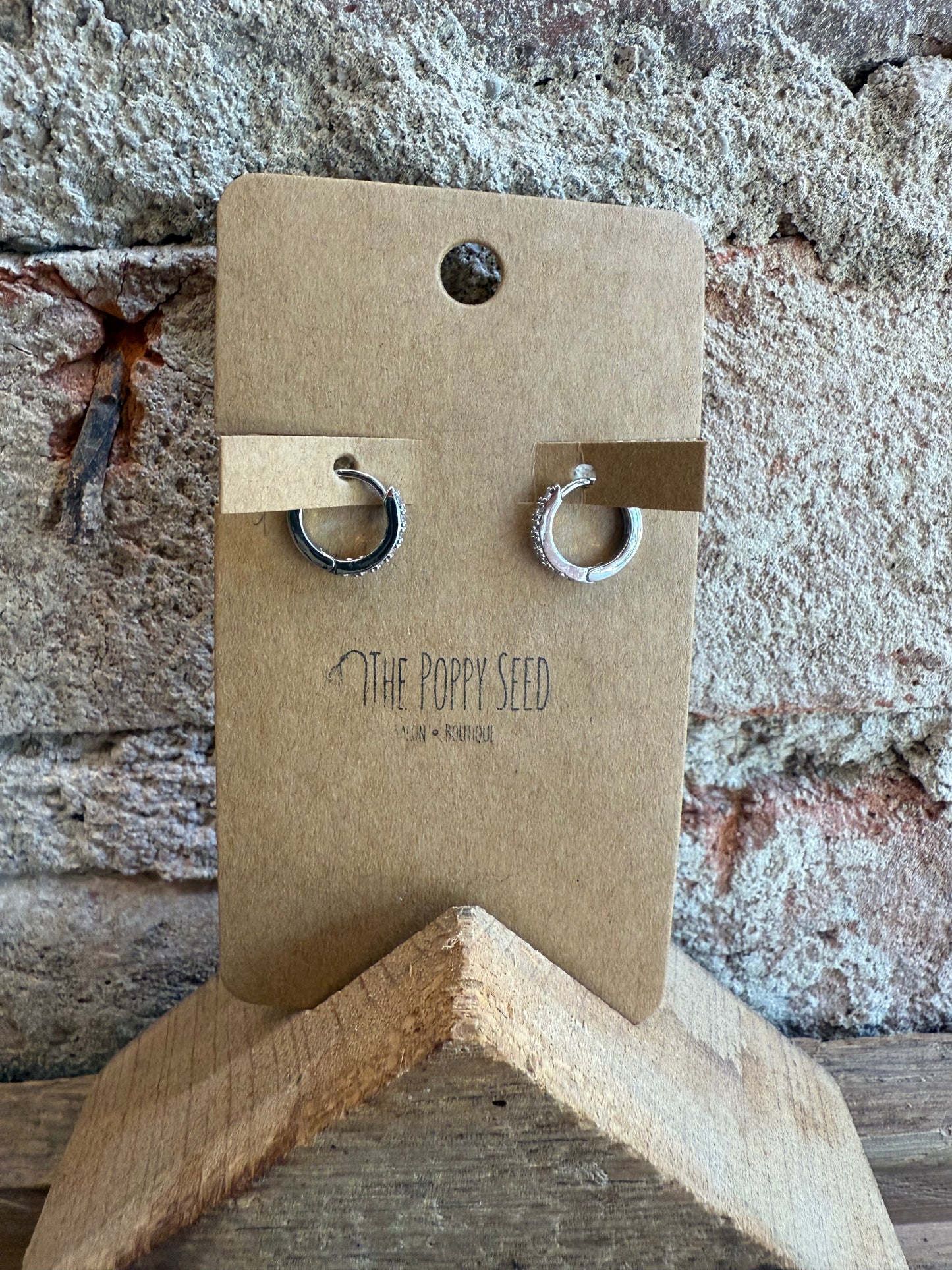 Silver Crystal Hoop Earrings